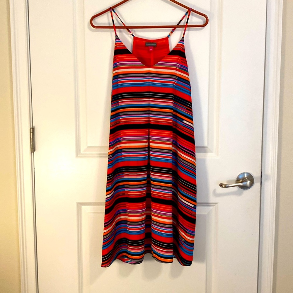 Vince Caputo Havana Nights striped spaghetti‎ straps dress